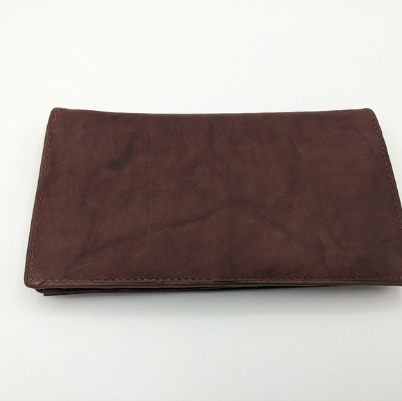 Vintage Leather Long Wallet Bifold Brown  Lords Handcrafted India Checkbook - Picture 3 of 8